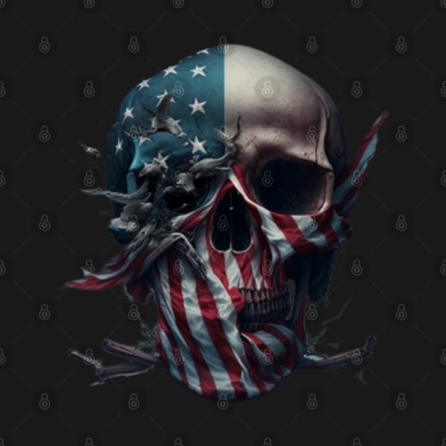 American Flag Skull T-Shirt by EG78