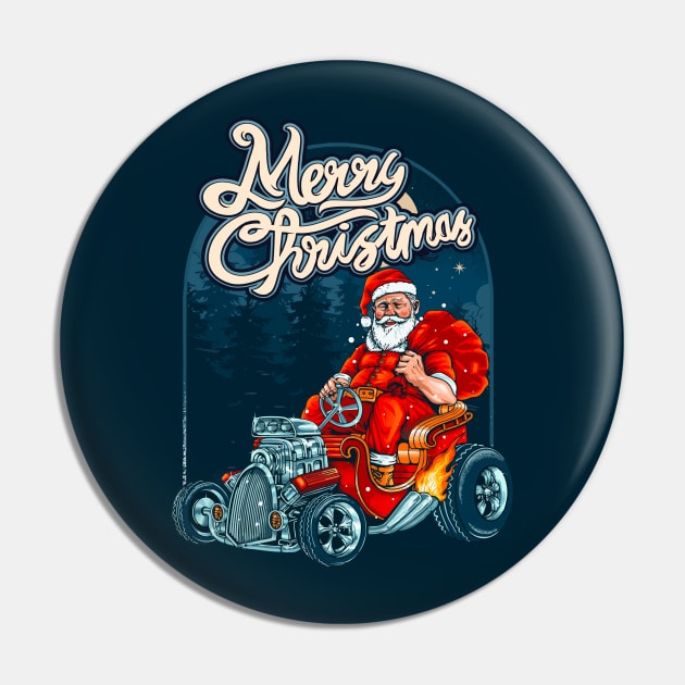 Vintage Hot Rod Santa Claus Pin by SLAG_Creative