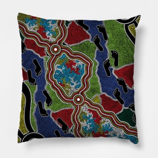 Aboriginal Art - Walking The Land 2 Pillow