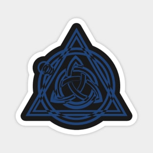 Blue Celtic Triquetra Circle Triangle Black And White Magnet