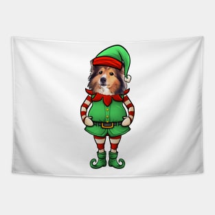 Shetland Sheepdog Christmas Elf Tapestry