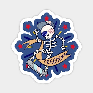 The Funny Skeleton Skateboard for Skateboarder Freedom Vibe Magnet