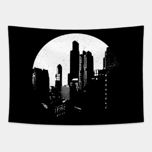 City scape moon silhouette Tapestry