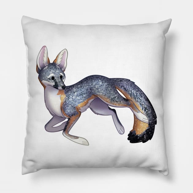 Cozy Gray Fox Pillow by Phoenix Baldwin