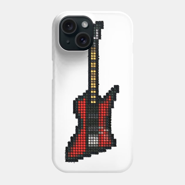 Tiled Pixel Red Bird Bass Guitar Upright Phone Case by gkillerb