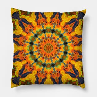 Psychedelic Hippie Orange Blue and Green Pillow