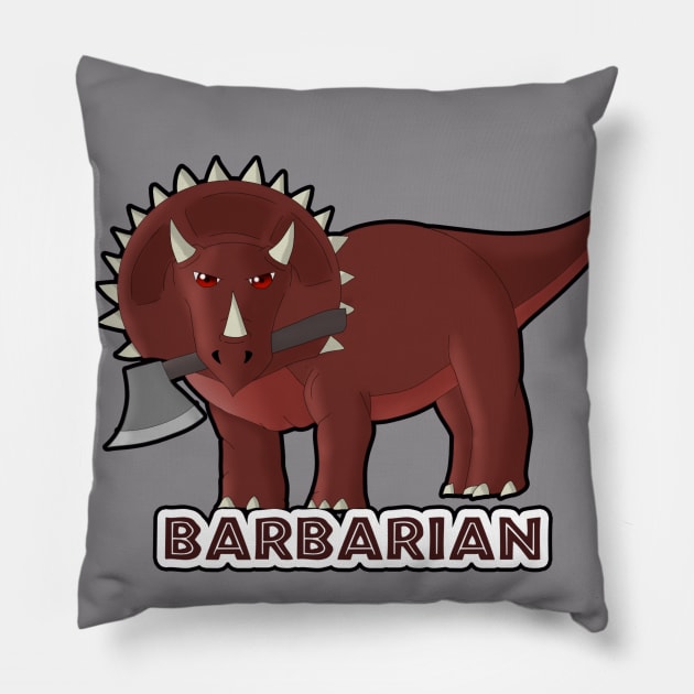 Dungeons and Dinos RPG - BARBARIAN Pillow by RickSoleni