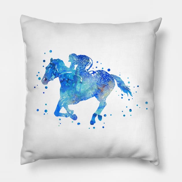 Horse racing Pillow by RosaliArt