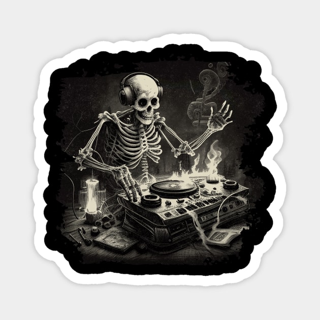 DJ Skeleton Death Music Magnet by All-About-Words