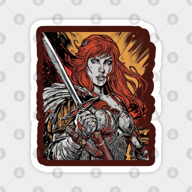 Red Sonja Warrior Comic Art Magnet by ForbiddenGeek