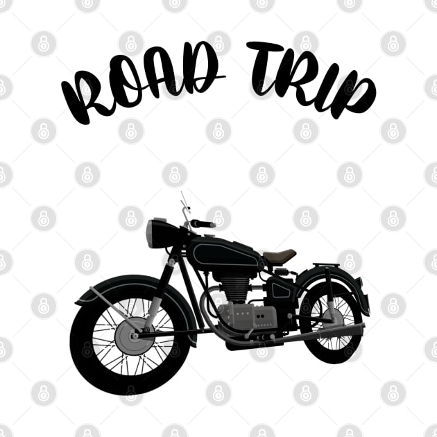 Road trip Bike design  totes, phone cases, mugs, masks, hoodies, notebooks, stickers pins by Blueberry Pie 