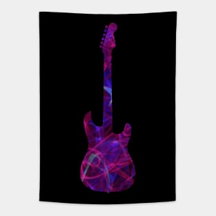 Pink Flame Guitar Silhouette on Black Tapestry