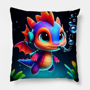 Rufie the Dragon - Scuba Diving #27 Pillow