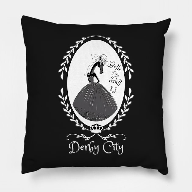 Derby City Collection: Belle of the Ball 6 (Black) Pillow by TheArtfulAllie