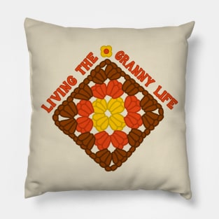 70s Crochet Granny Life Pillow