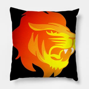 Raging Serious Fiery Lion with Mane Pillow