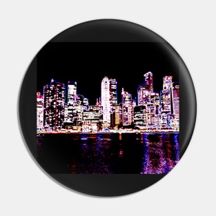 Futuristic City at Night Pin