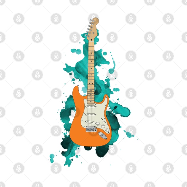 S-Style Electric Guitar Orange Color by nightsworthy