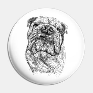 Bulldog dog scribble art Pin