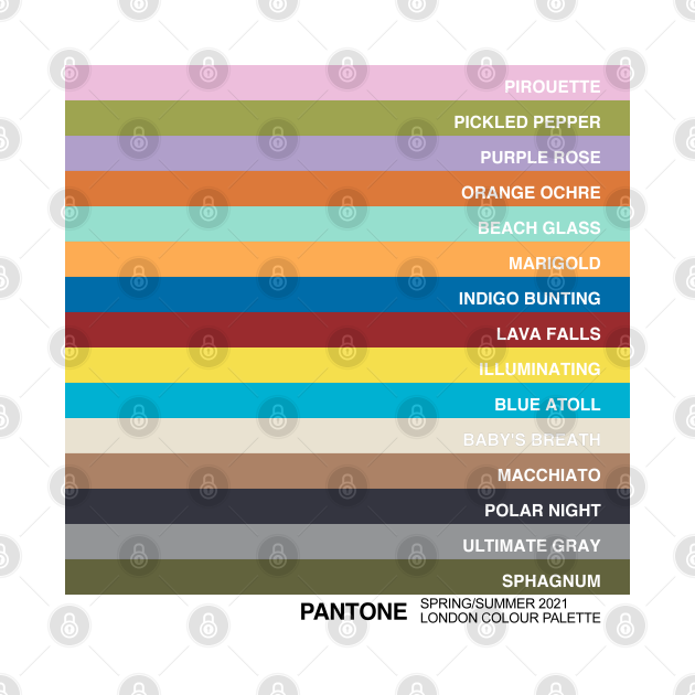 Pantone color palette for London Fashion Week, Spring/Summer 2021 - London Fashion Week Pantone ...