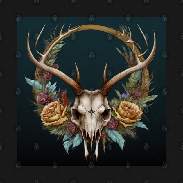 Stag wreath by BloodRubyz