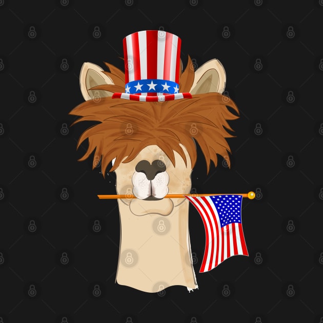 USA Patriotic llama American Flag July 4th by Ben Foumen