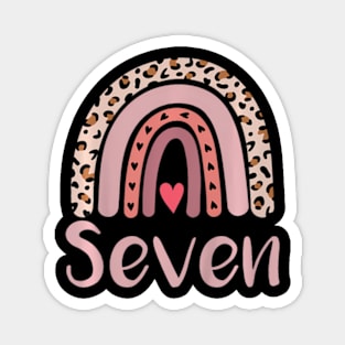 Kids 7 Year Old Leopard Rainbow Birthday Party Cute Girl 7Th Magnet