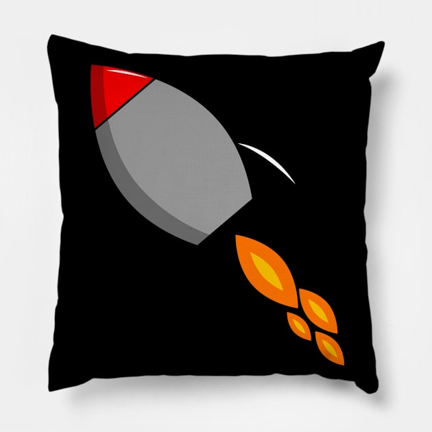 Exciting and Fun Fire Blazing Rocket Cartoon Pillow by Normo Apparel