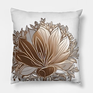 Golden Floral Elegance Artwork No. 936 Pillow