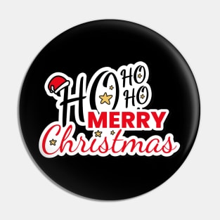 Ho HO HO Merry Christmas Santa Text Design Pin