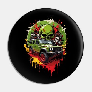 Cyberpunk Skull Squad Offroad vehicle retro vintage poster Pin