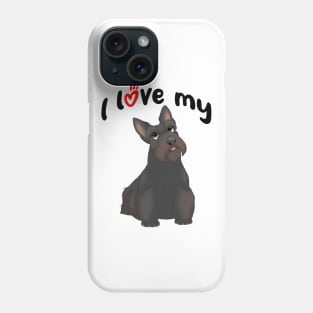 I Love My Black Scottish Terrier Dog Phone Case