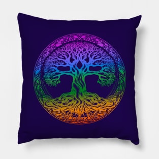 Tree of Life Celtic Colorful Rainbow Graphic Pillow