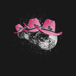 Disco Ball Wearing Pink Cowboy Hat T-Shirt