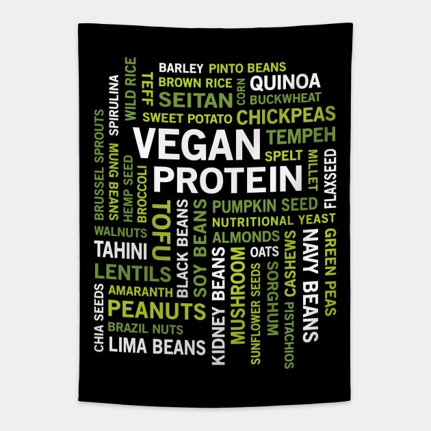 Vegan Protein Sources Word Cloud Gym Workout Tapestry by fizzyllama