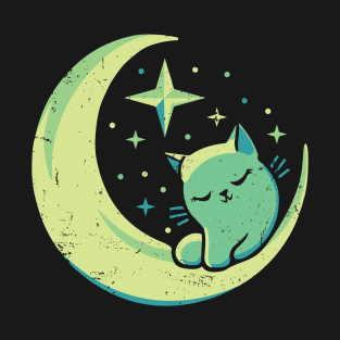 Moon Cat Cute Ethereal Cosmic Aesthetic T-Shirt