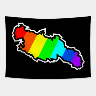 Lasqueti Lisland Silhouette in a Colourful Rainbow Pattern - Bright Colours - Lasqueti Island Tapestry