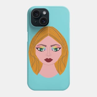 Beautiful Blonde Girl With Colorful Eye Shadow Graphic Design Phone Case