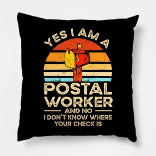 Vintage Postal Worker Mail Delivery Postman Pillow