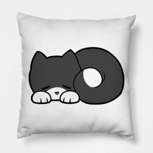 Sleepy Cat - Black & White Pillow