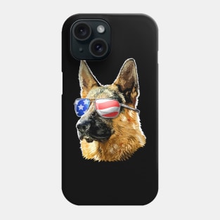 Patriotic German Shepherd American Flag Sunglasses Phone Case