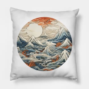 Japanese Classic Map, Japanese artwork design, japanese map, hokusai art, classic map, japanese culture art, classic japanese art Pillow