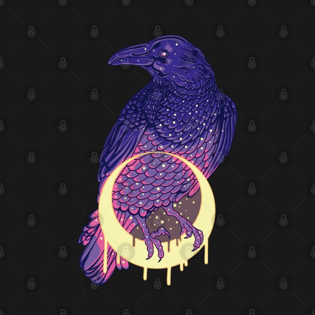 Raven On Neon Moon 2 by Luciane Martins