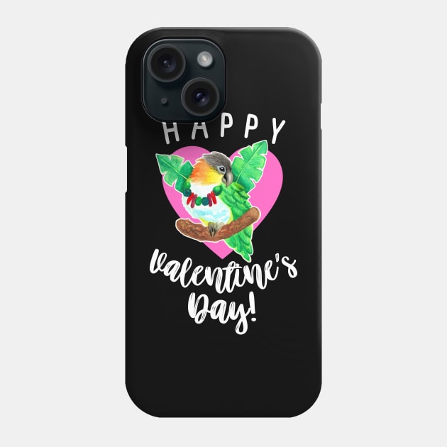 Happy Valentine's Day Caique Parrot Watercolor Phone Case by IvyLilyArt