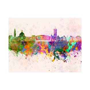 Cardiff skyline in watercolor background T-Shirt