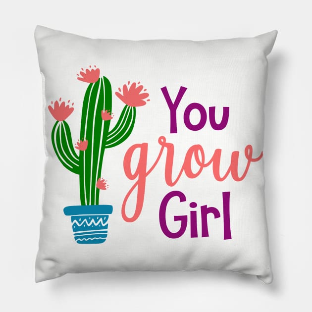 You Grow Girl Pillow by MiniMoosePrints