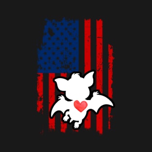 Bat Merica Usa American Flag T-Shirt