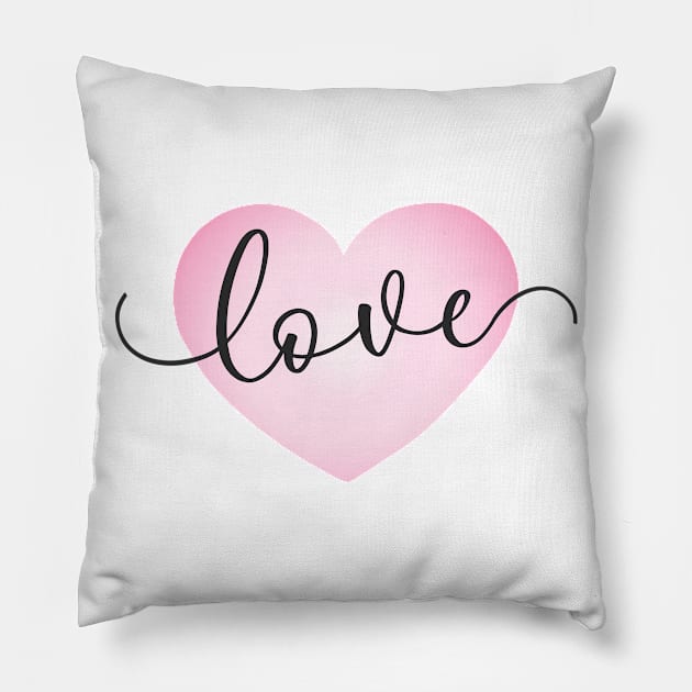 Simple Love Pink Heart Valentine's Day Calligraphy Pillow by Jasmine Anderson