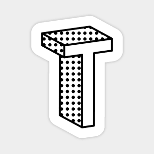 3D Ben Day Dot Isometric Letter T Magnet