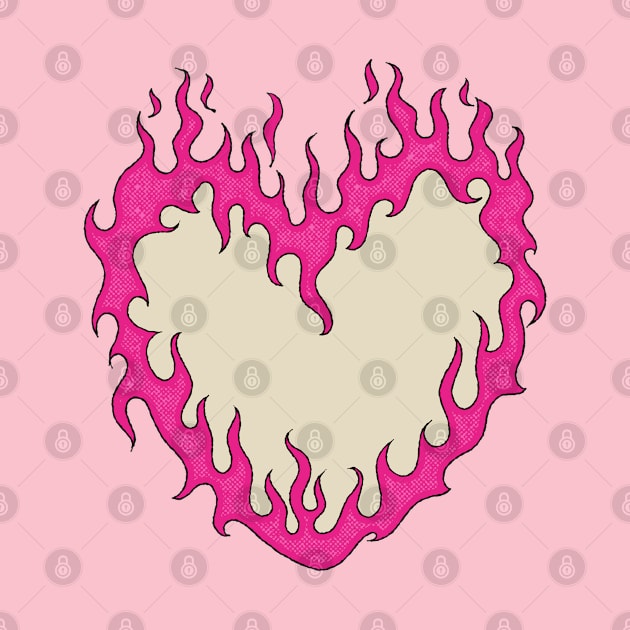 Pink Flaming Heart by blueberrytheta